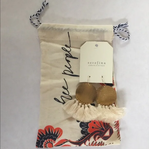 Free People Anthropologie Serefina Tassel Gong Sparkle Earrings - Picture 2 of 8